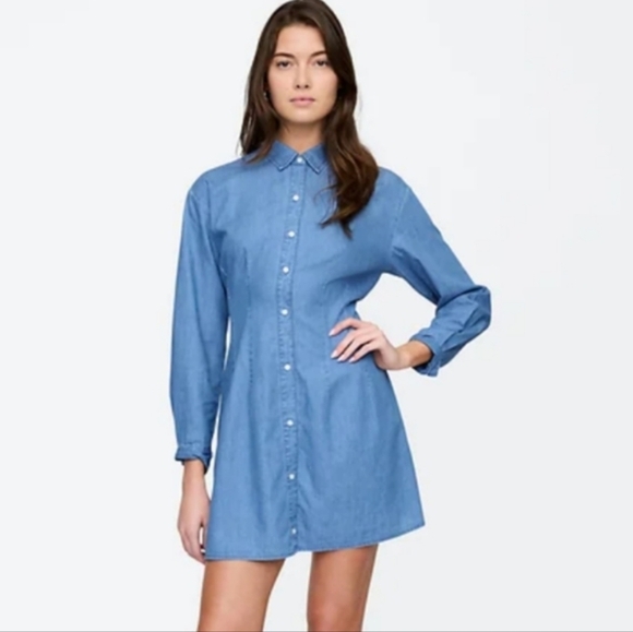 New GAP Soft Denim Poplin Mini Shirtdress Size M - Picture 1 of 8